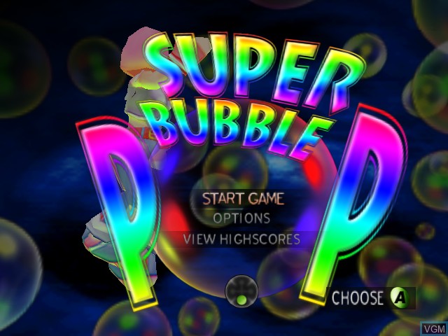 Title screen of the game Super Bubble Pop on Microsoft Xbox