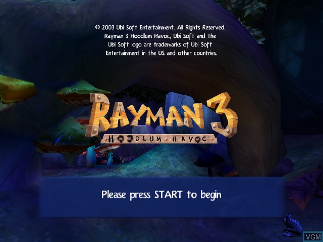 Title screen of the game Rayman 3 - Hoodlum Havoc on Microsoft Xbox