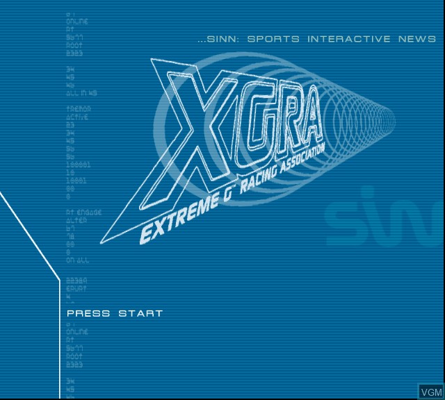 Title screen of the game XGRA - Extreme-G Racing Association on Microsoft Xbox
