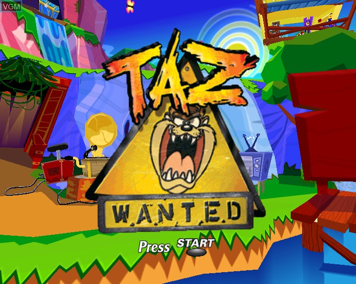 Title screen of the game Taz Wanted on Microsoft Xbox