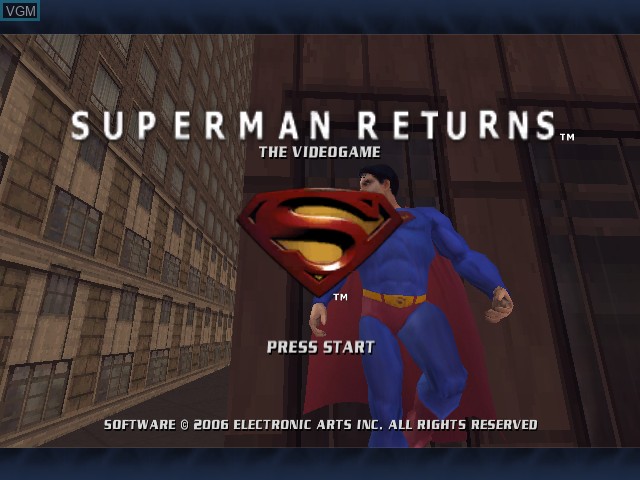 Title screen of the game Superman Returns on Microsoft Xbox