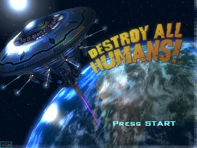 Title screen of the game Destroy All Humans! on Microsoft Xbox