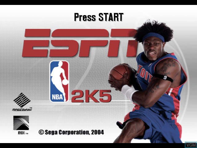 Title screen of the game ESPN NBA 2K5 on Microsoft Xbox
