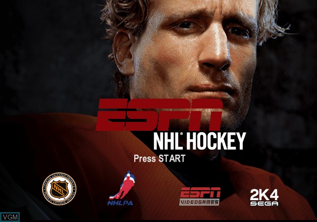 Title screen of the game ESPN NHL Hockey on Microsoft Xbox