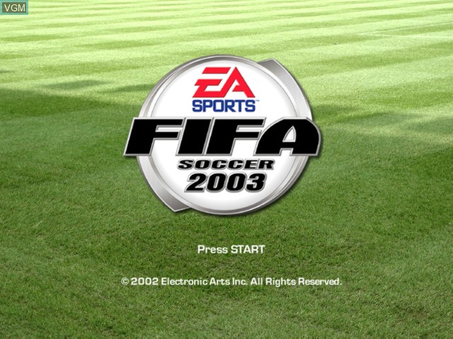 Title screen of the game FIFA Soccer 2003 on Microsoft Xbox