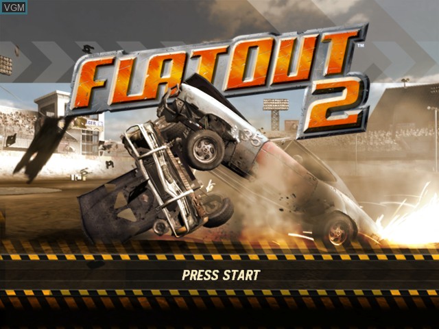 Title screen of the game FlatOut 2 on Microsoft Xbox