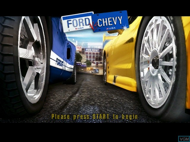 Title screen of the game Ford vs. Chevy on Microsoft Xbox