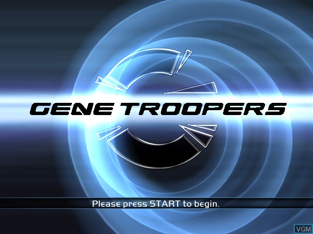 Title screen of the game Gene Troopers on Microsoft Xbox