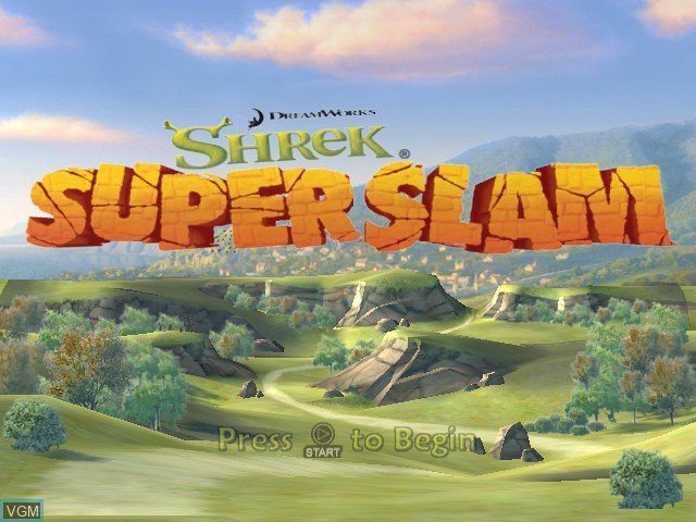 Title screen of the game Shrek SuperSlam on Microsoft Xbox