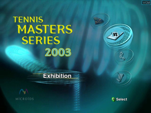 Title screen of the game Tennis Masters Series 2003 on Microsoft Xbox