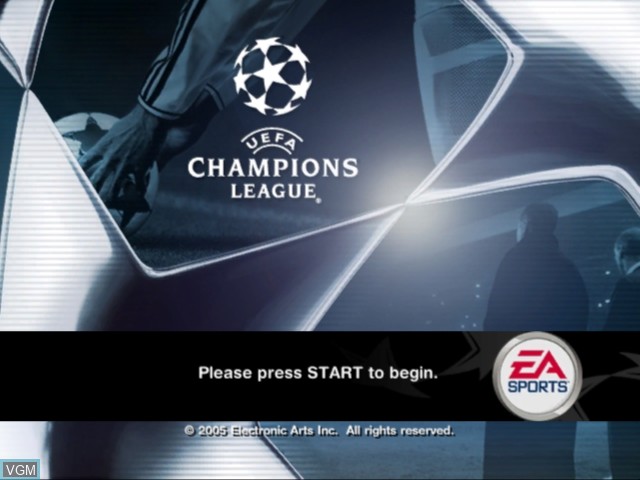Title screen of the game UEFA Champions League 2004-2005 on Microsoft Xbox
