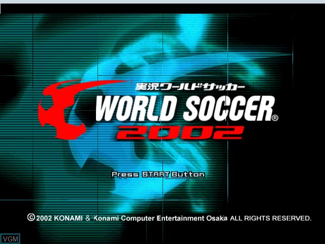 Title screen of the game Jikkyou World Soccer 2002 on Microsoft Xbox