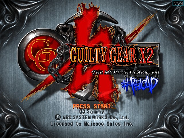 Title screen of the game Guilty Gear X2 #Reload on Microsoft Xbox