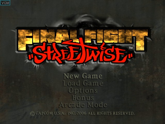 Menu screen of the game Final Fight - Streetwise on Microsoft Xbox