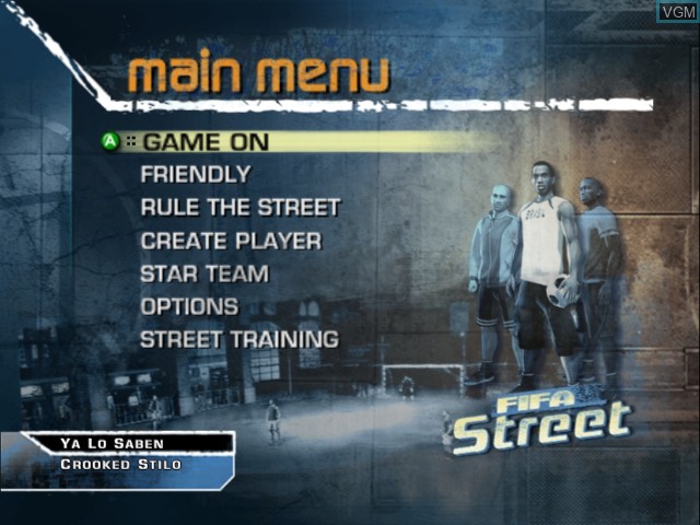 Menu screen of the game FIFA Street on Microsoft Xbox