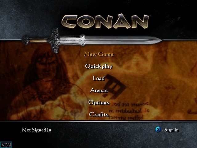 Menu screen of the game Conan on Microsoft Xbox