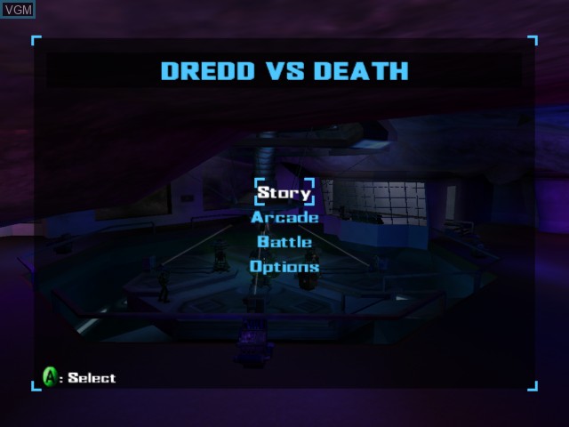Menu screen of the game Judge Dredd - Dredd VS Death on Microsoft Xbox