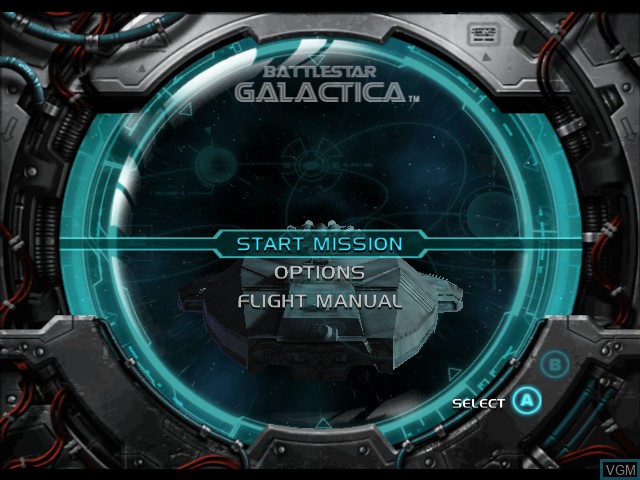 Menu screen of the game Battlestar Galactica on Microsoft Xbox