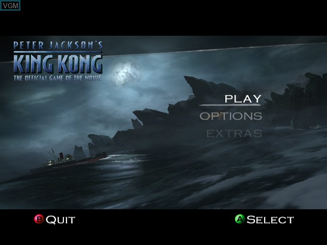 Menu screen of the game King Kong - The Official Game of the Movie on Microsoft Xbox