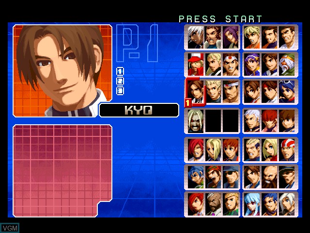 Menu screen of the game King of Fighters 2002, The on Microsoft Xbox