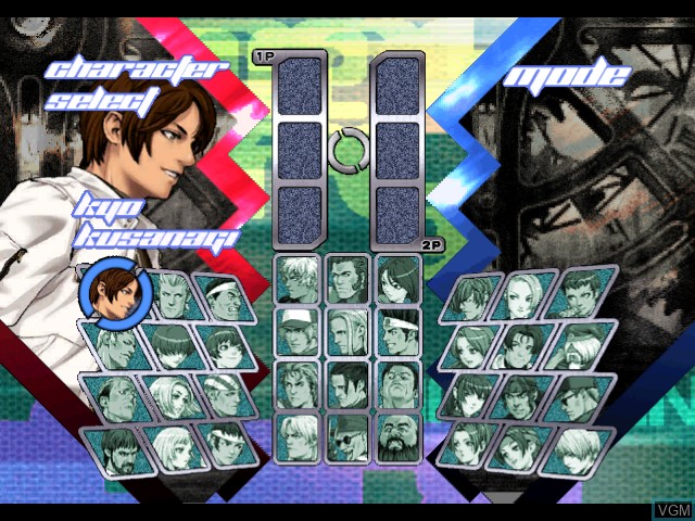 Menu screen of the game King of Fighters NeoWave, The on Microsoft Xbox