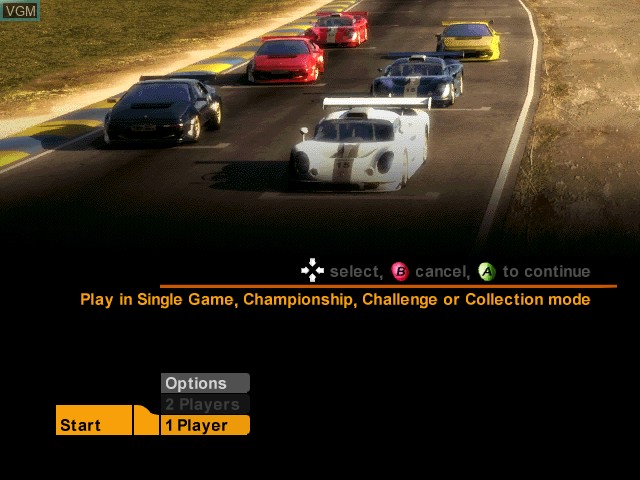 Menu screen of the game Lotus Challenge on Microsoft Xbox