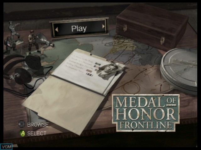 Menu screen of the game Medal of Honor Frontline on Microsoft Xbox