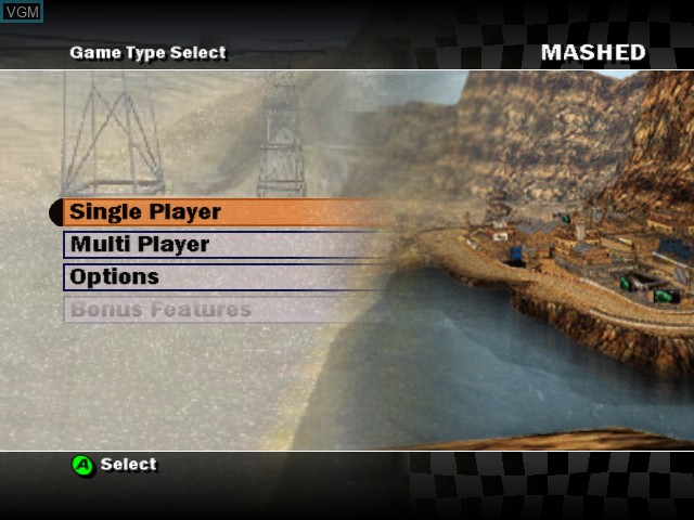 Menu screen of the game Drive to Survive on Microsoft Xbox