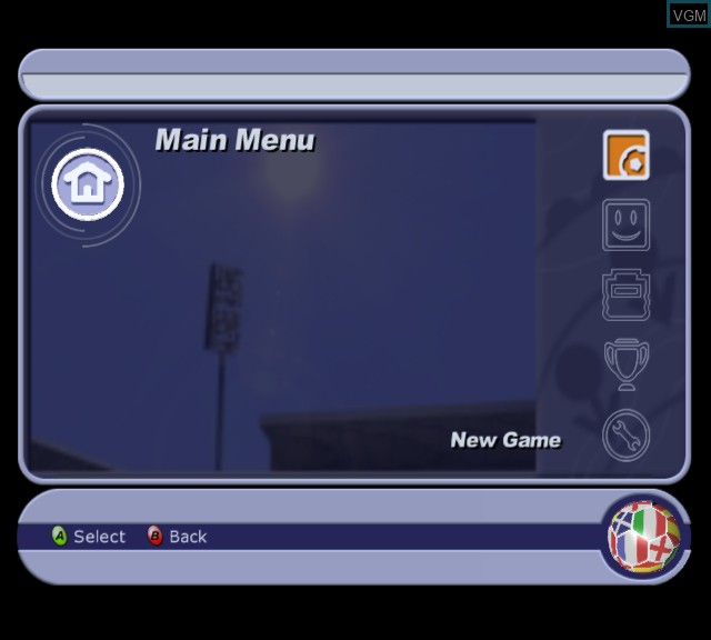 Menu screen of the game LMA Manager 2003 on Microsoft Xbox