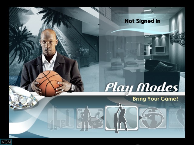 Menu screen of the game NBA Ballers - Phenom on Microsoft Xbox