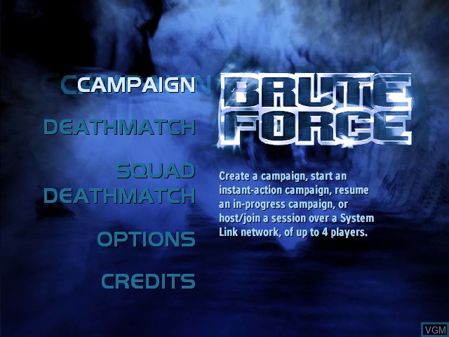 Menu screen of the game Brute Force on Microsoft Xbox