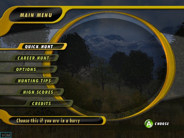 Menu screen of the game Cabela's Deer Hunt 2005 Season on Microsoft Xbox