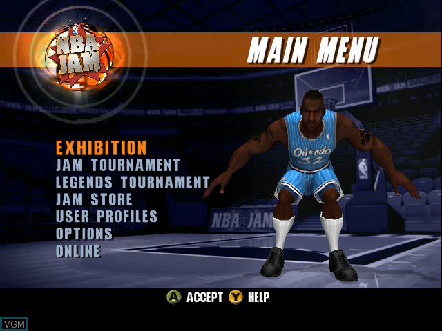 Menu screen of the game NBA Jam on Microsoft Xbox