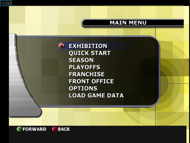 Menu screen of the game NBA Starting Five on Microsoft Xbox