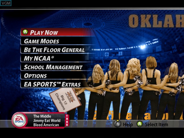 Menu screen of the game NCAA March Madness 2005 on Microsoft Xbox