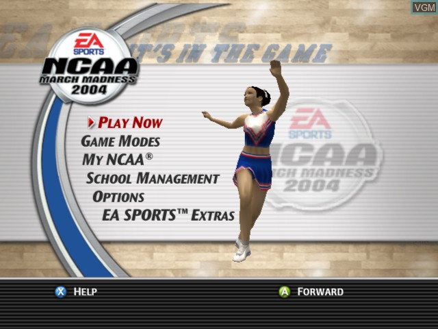 Menu screen of the game NCAA March Madness 2004 on Microsoft Xbox