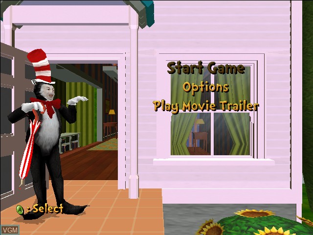 Menu screen of the game Dr. Seuss' The Cat in the Hat on Microsoft Xbox