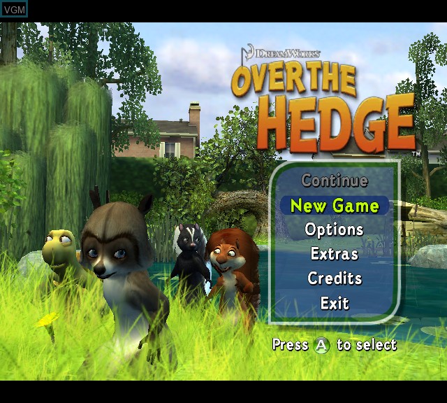 Menu screen of the game Over the Hedge on Microsoft Xbox