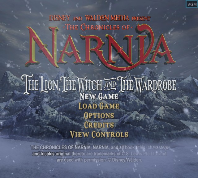 Menu screen of the game Chronicles of Narnia, The - The Lion, The Witch and The Wardrobe on Microsoft Xbox