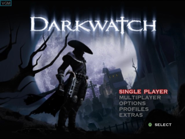 Menu screen of the game Darkwatch on Microsoft Xbox
