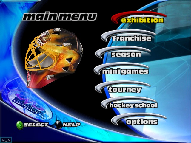 Menu screen of the game NHL Hitz 20-03 on Microsoft Xbox