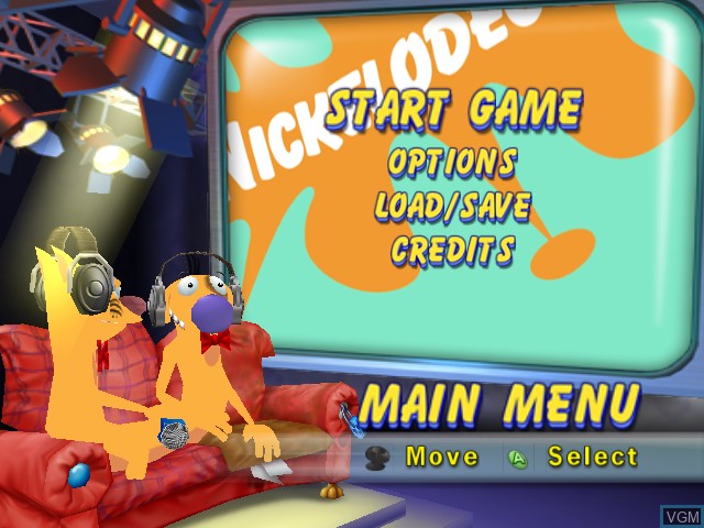 Menu screen of the game Nickelodeon Party Blast on Microsoft Xbox