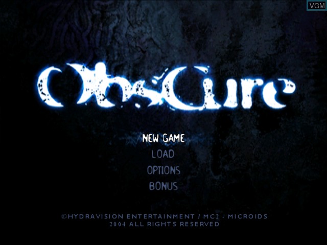 Menu screen of the game Obscure on Microsoft Xbox