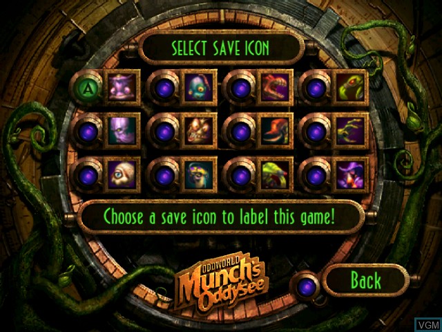Menu screen of the game Oddworld - Munch's Oddysee on Microsoft Xbox