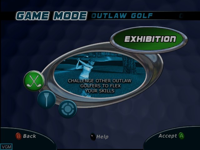 Menu screen of the game Outlaw Golf on Microsoft Xbox