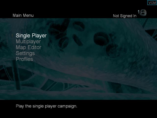 Menu screen of the game Pariah on Microsoft Xbox