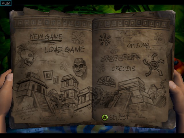 Menu screen of the game Pitfall - The Lost Expedition on Microsoft Xbox