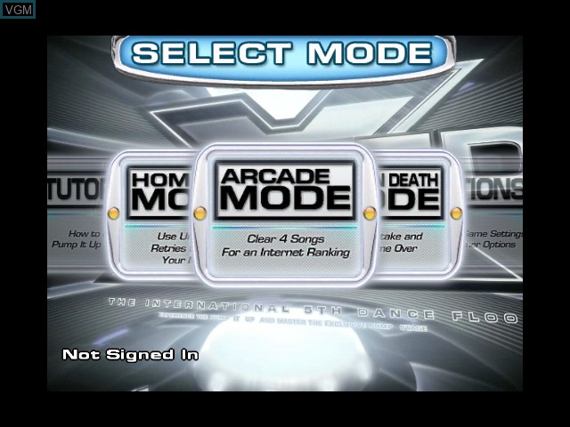 Menu screen of the game Pump It Up - Exceed on Microsoft Xbox