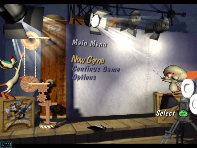 Menu screen of the game Animaniacs - The Great Edgar Hunt on Microsoft Xbox