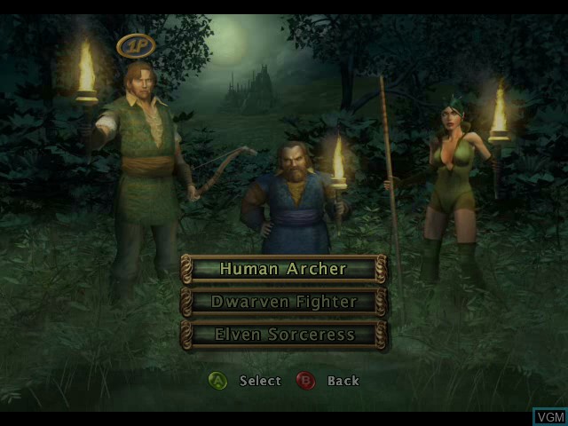 Menu screen of the game Baldur's Gate - Dark Alliance on Microsoft Xbox
